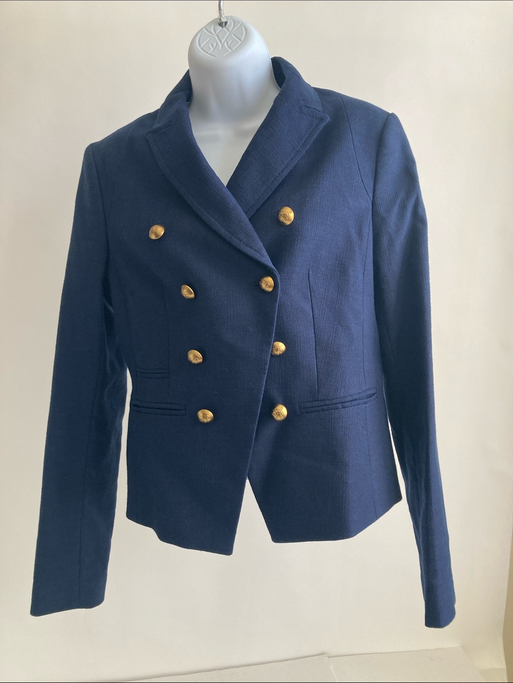 Banana Republic Navy Double-Breasted Blazer with Gold Buttons